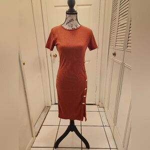 Ribbed Button Dress